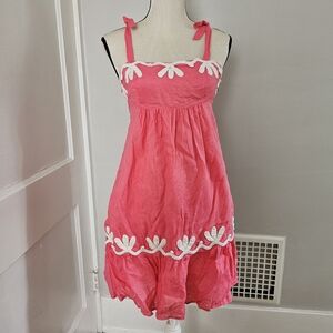 Lilly Pulitzer square neck sun dress 100% linen bright pink size 0 small
